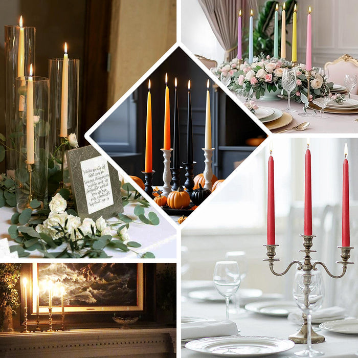 Assorted decorative candles in various settings and styles for elegant ambiance.