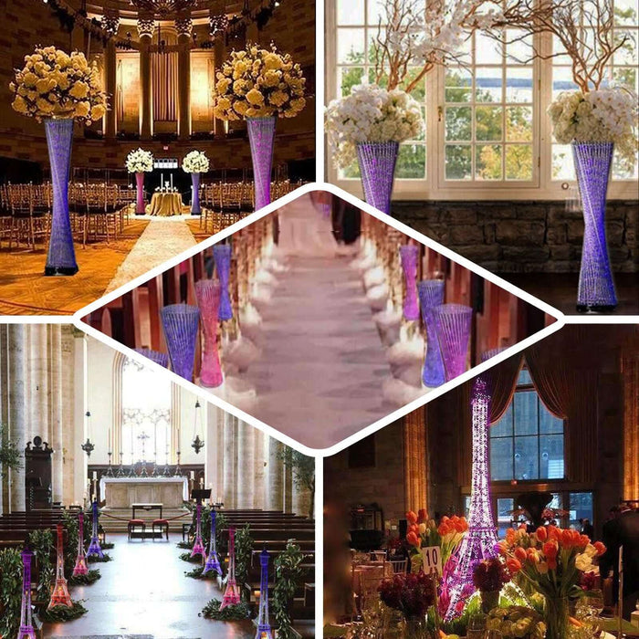Elegant floral arrangements in a stunning wedding venue collage.