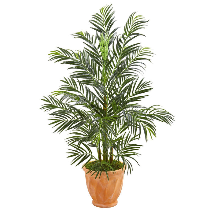 4’ Areca Palm Artificial Tree in Terra-cotta Planter (Indoor/Outdoor)