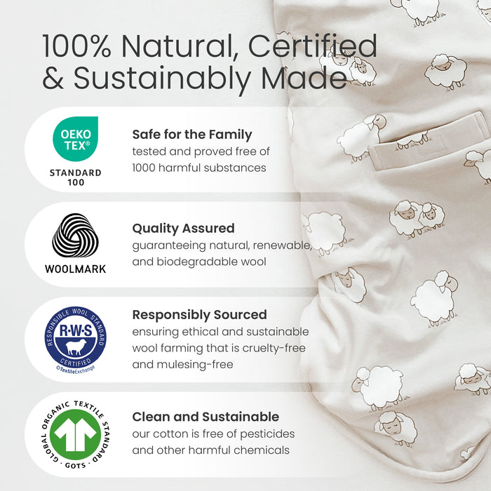 4 Season® Ultimate Baby Sleep Bag, Merino Wool & Organic Cotton, Strawberry