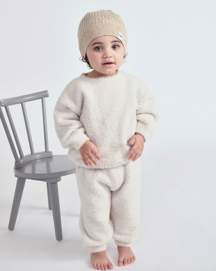 7AM Enfant Fuzzy Boxy Lounge Pant in Ecru