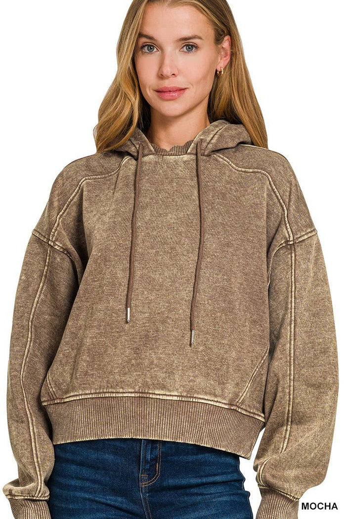 Acid Wash Fleece Hoodie