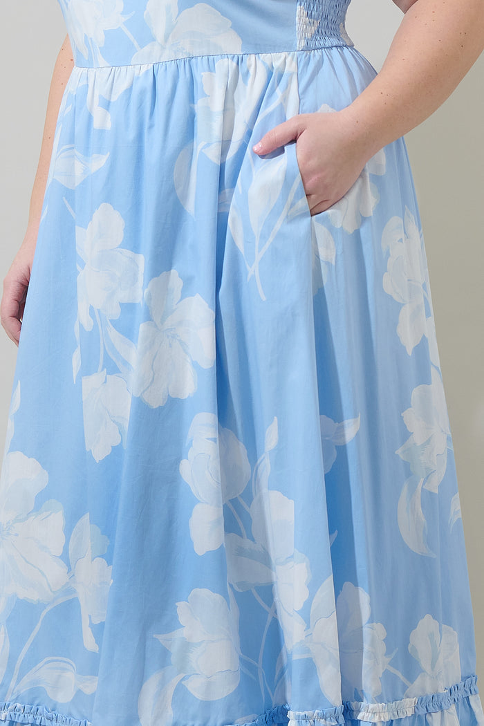 Afina Floral Mazy Smocked Maxi Dress Curve