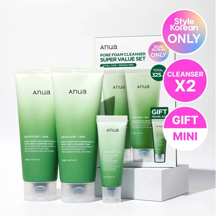 Anua Pore Foam Cleanser Super Value Set - 2 Full Size + Bonus Mini