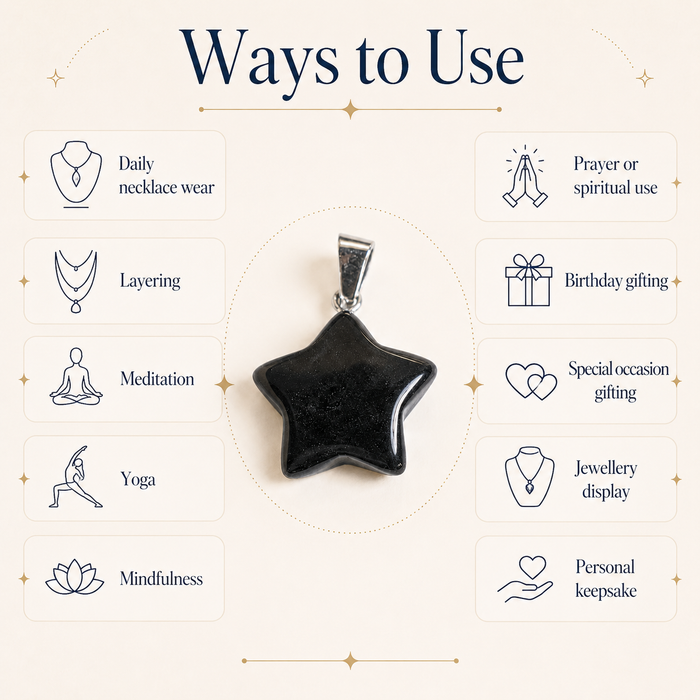 Black Tourmaline Star Pendant Necklace – Natural Crystal Gemstone Jewelry