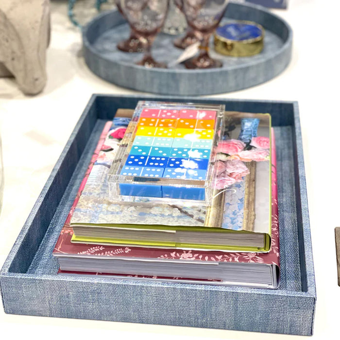 Bodrum Luster Ice Blue 13x18 Inch Rectangle Tray