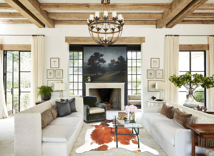 Brown and White Cowhide Rug #B3840