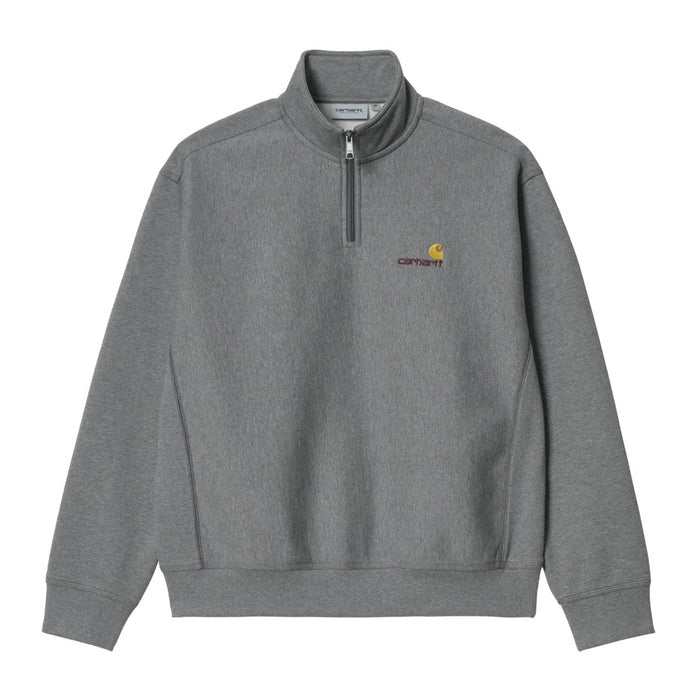 Carhartt WIP Half Zip American Script Crewneck Dark Grey Heather
