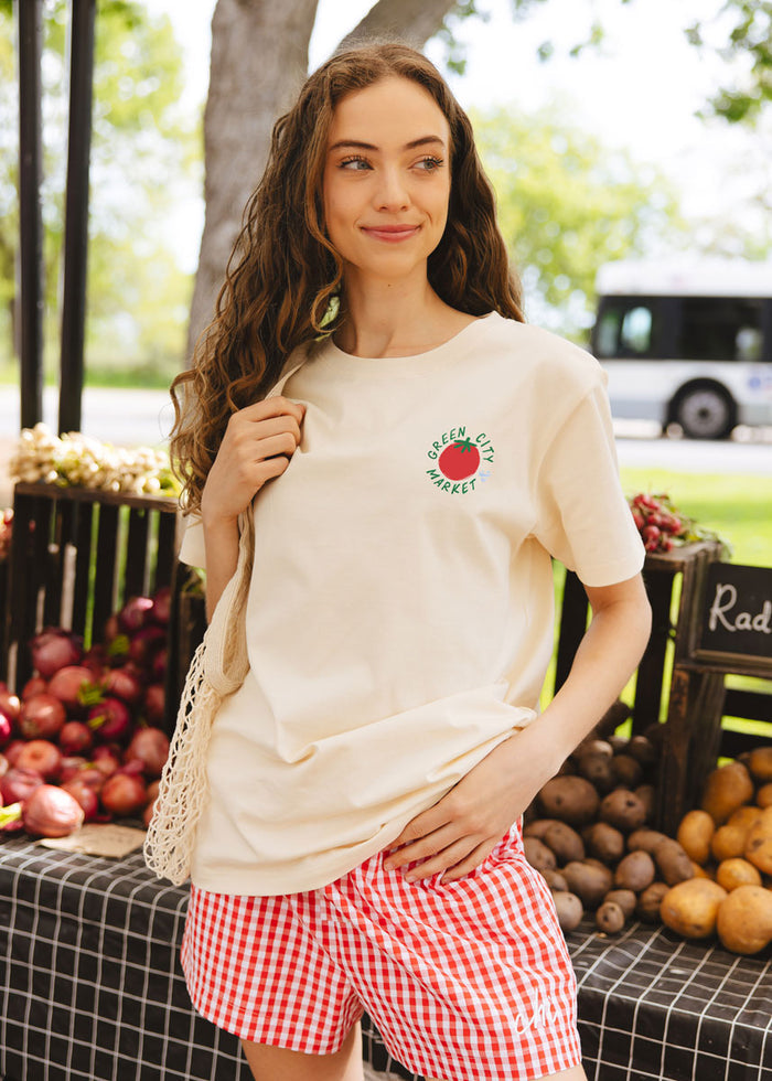 Chi Script Gingham Short - Red