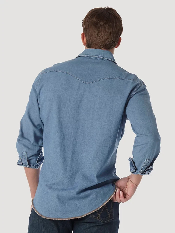 COWBOY CUT® LONG SLEEVE WESTERN DENIM SNAP WORK SHIRT IN STONEWASH