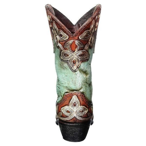 Cowgirl Boot Resin Vase Back