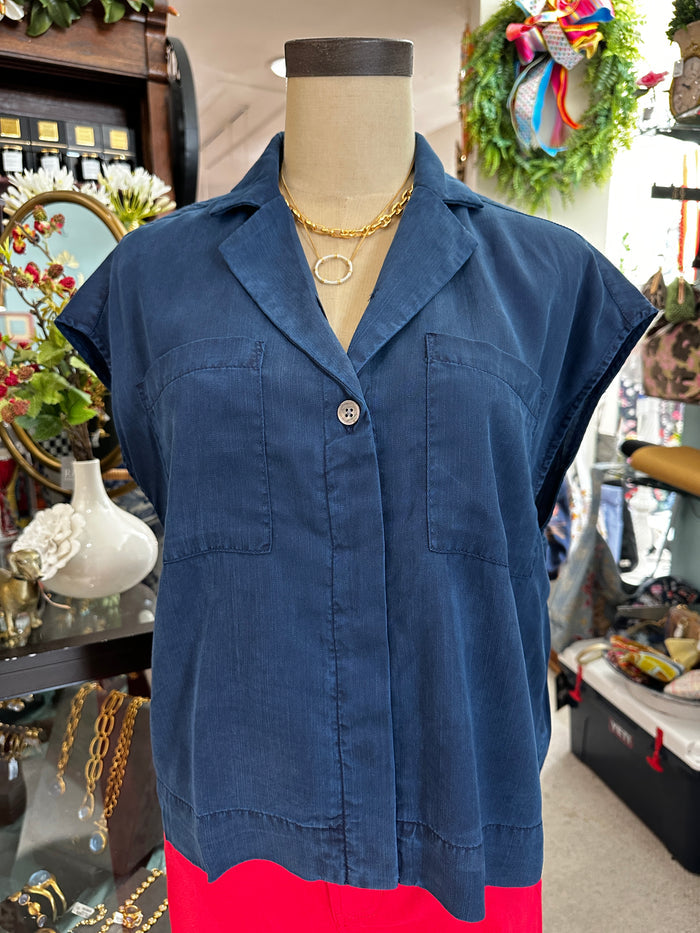 dark blue tinsel top
