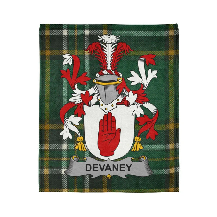 Devaney Family Crest Plaid Blanket with Pattern