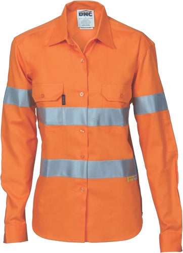 DNC Ladies Hi Vis Cool-breeze Cotton Drill Shirt 3785