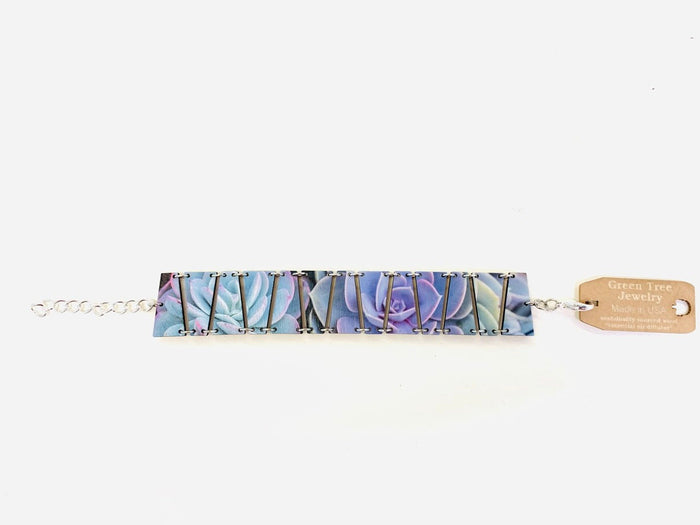 Echeveria succulent laser-cut wood bracelet bangle, made in USA