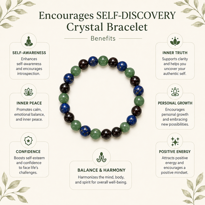 Encourages SELF-DISCOVERY Crystal Bracelet (Communication, Balance, Luck)