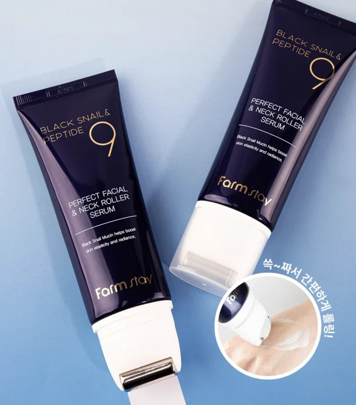 Farmstay Black Snail & Peptide9 Perfect Facial & Neck Roller Serum 100Ml