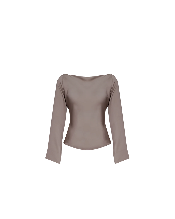 FIREBIRD SATIN COWL TOP CHARCOAL