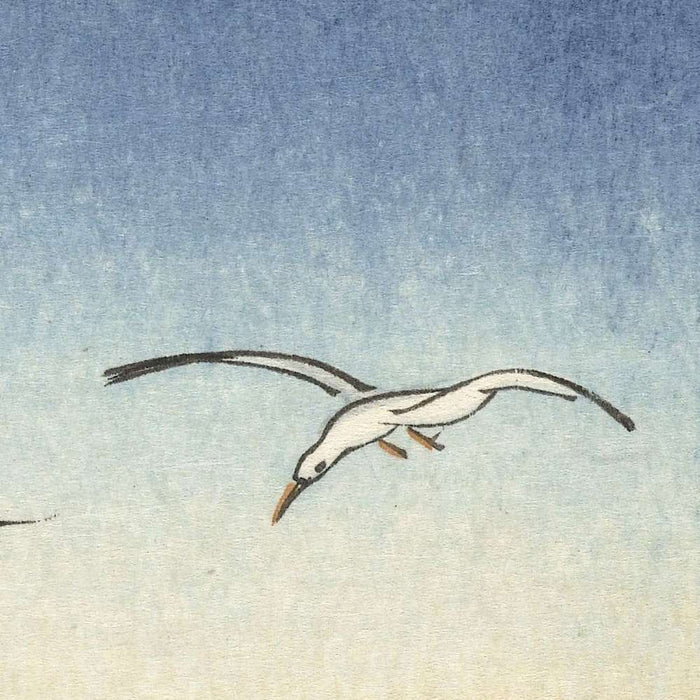 Five Seagulls Above Turbulent Sea by Ohara Koson, 1900