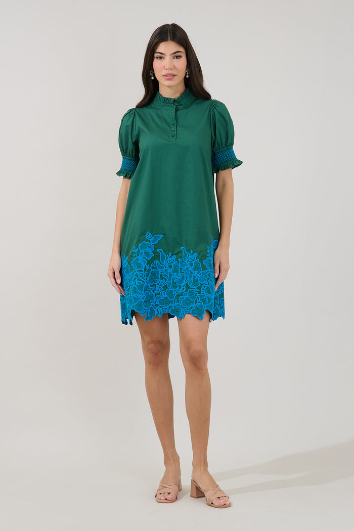 Hansie Embroidered Shift Mini Dress