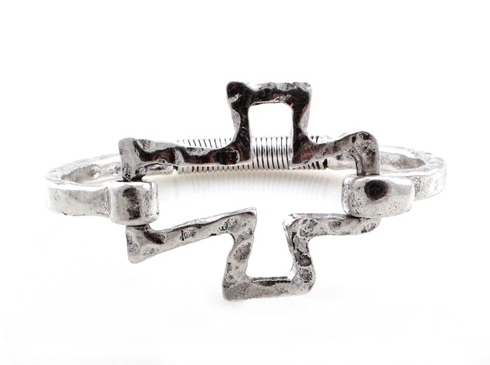 HINGED CROSS BRACELET, SILVER