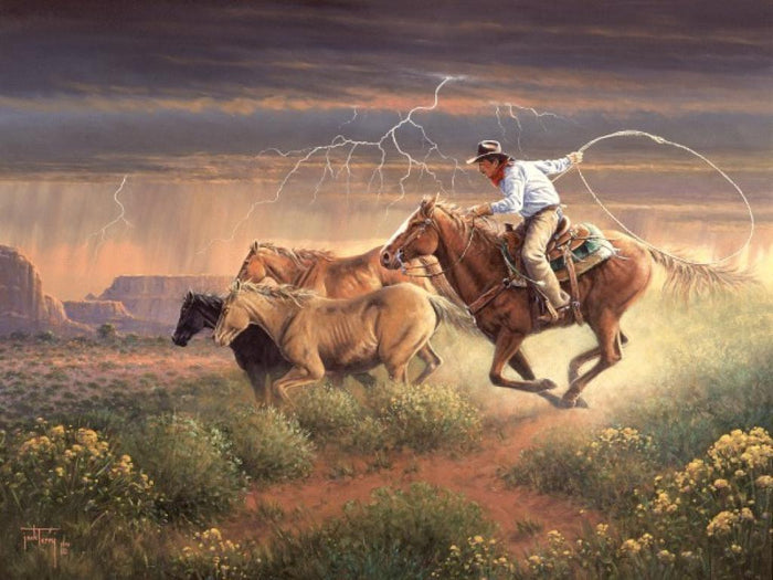 Hot Pursuit Western Cowboy Art Prints by Jack Terry Artist