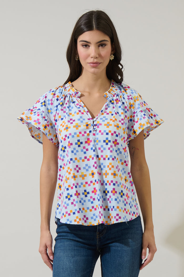Kessa Geo Macy Ruffle Top