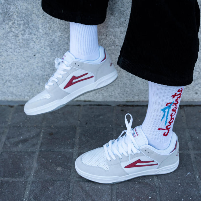 Lakai X Chocolate Telford Low White/Red Suede