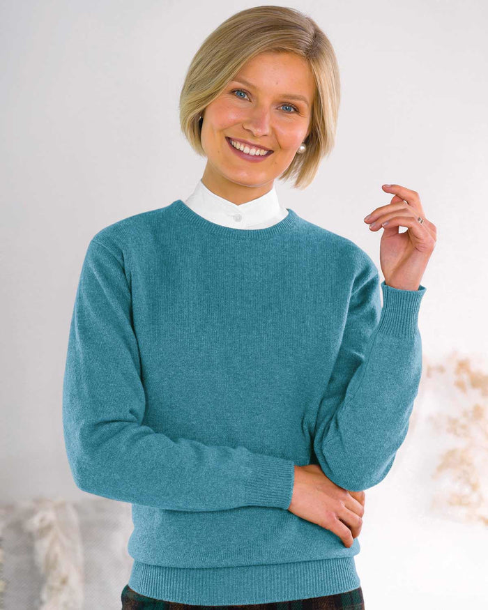 Lambswool Crew Neck Jumper - Nordic Blue - The Classic Boutique