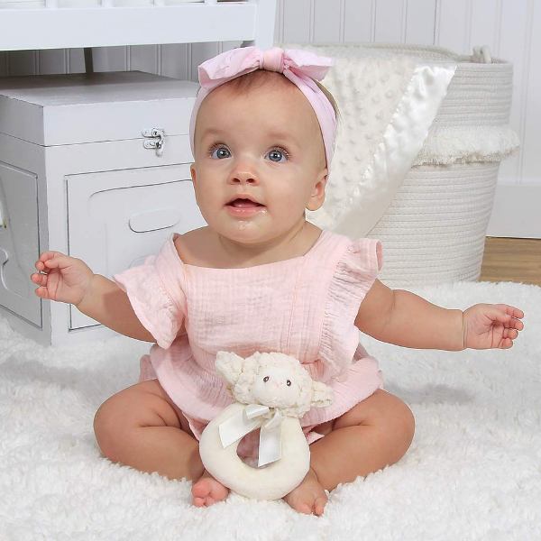Lil' Lamby Soft Plush Cream Lamb Ring Rattle Huggable