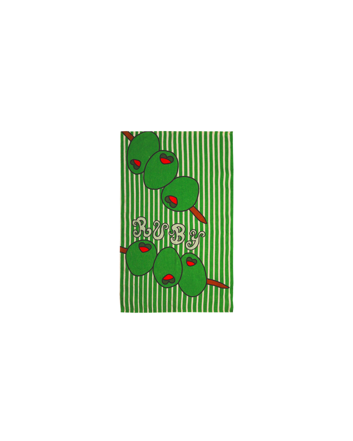 LINEN TEA TOWEL OLIVE STRIPES