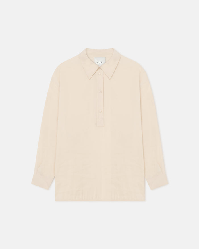 Linka - Glass Poplin Shirt - Oat