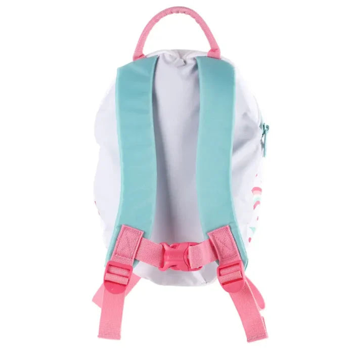 Littlelife Unicorn Kids Backpack reverse detail on a white background