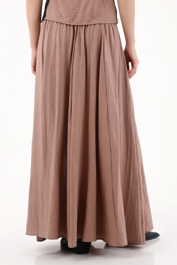 Long Satin Skirt in Brown for Women