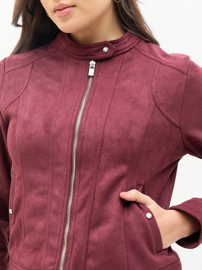 Madame Snap Button Collar Plum Jacket