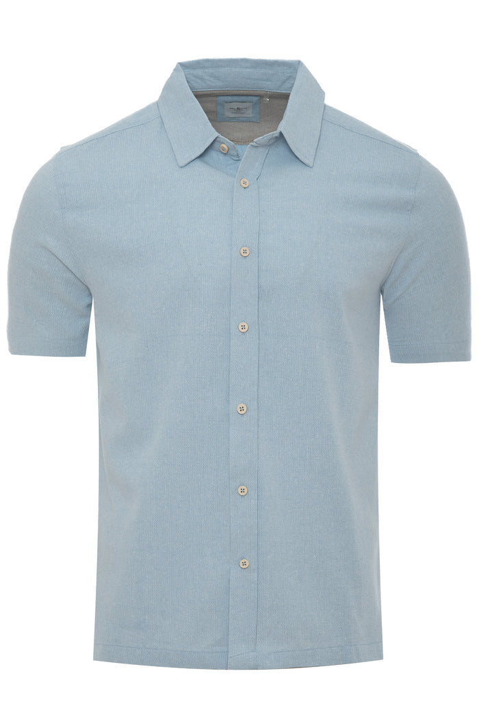 Men's Textured Revere Collar Short Sleeve Shirt