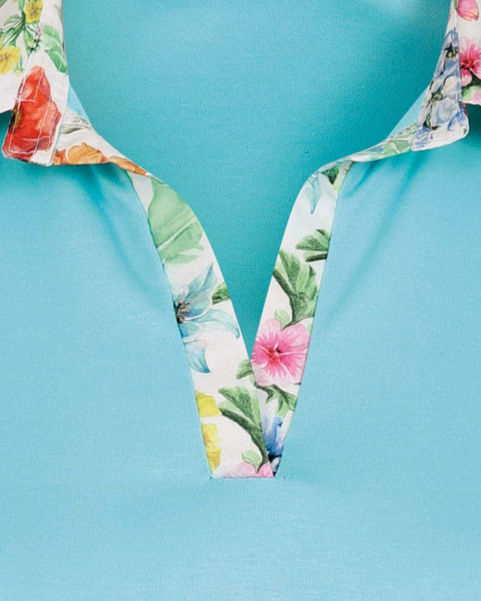 Mona Trimmed Short Sleeve Cotton Polo Top - Image 3 - The Classic Boutique