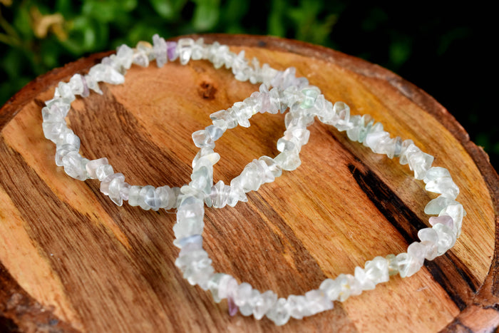Natural Multi Fluorite Chip Bracelets, Loose Crystal Gemstone Chip Bracelets ~ Healing Chip Bracelet
