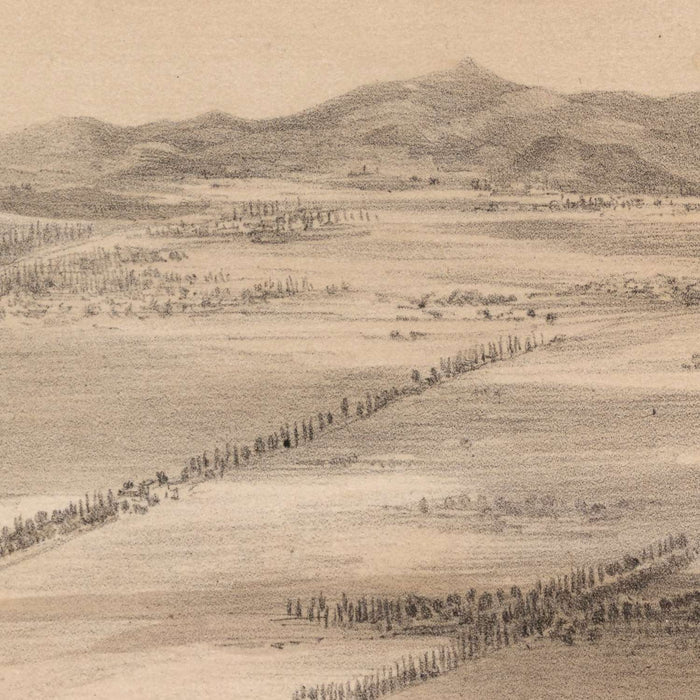 Old Birdseye Map of Mexico City by Decaen, 1862: Cathedral, Tacuba, Parks, Mountains, Plaza Mayor