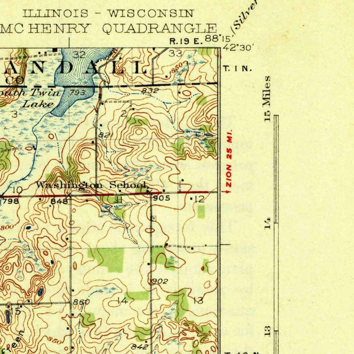 Old Map of Woodstock, Illinois by USGS, 1926 – Crystal Lake, McHenry & Fox River