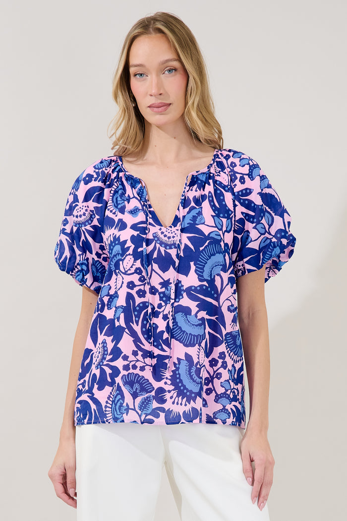 Overseas Balloon Sleeve Top Floral