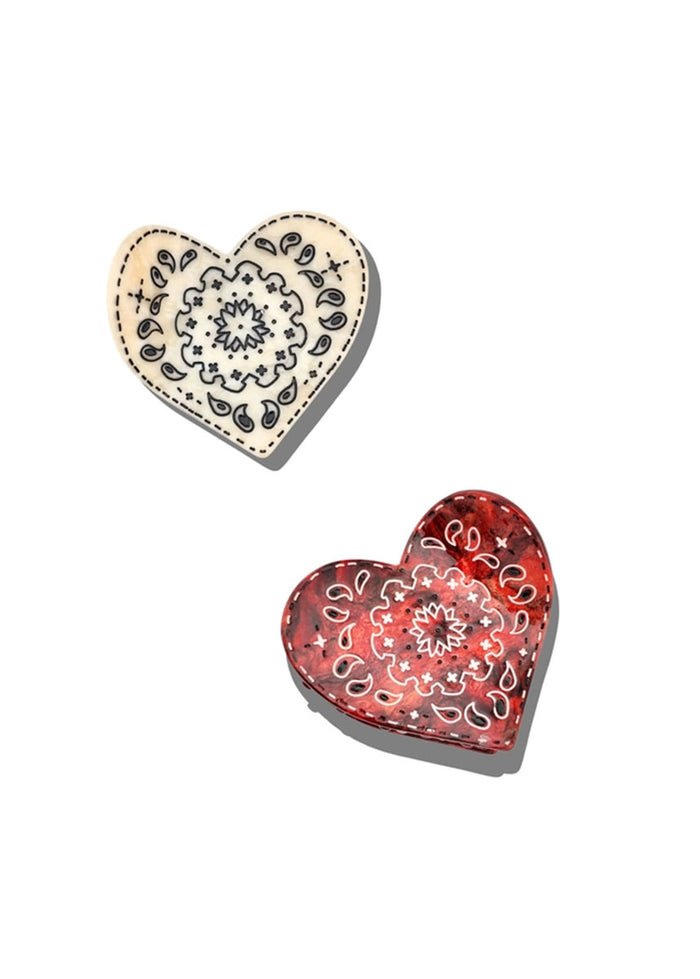 Paisley Heart Claw Clip - Black & White