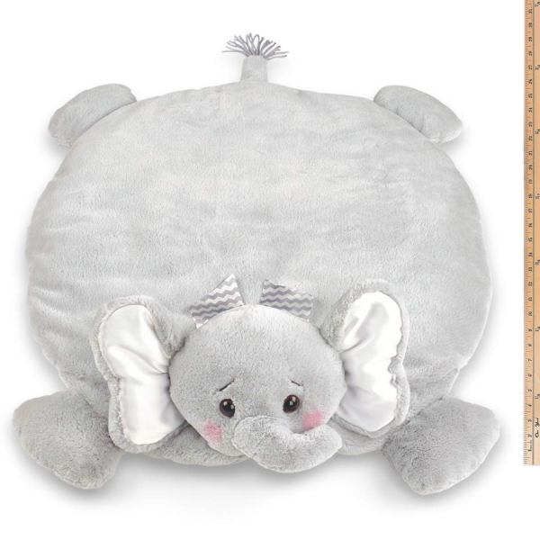 Plush Stuffed Animal Tummy Time Play Mat Lil' Spout Gray Elephant Belly Blanket Measuring Vertically