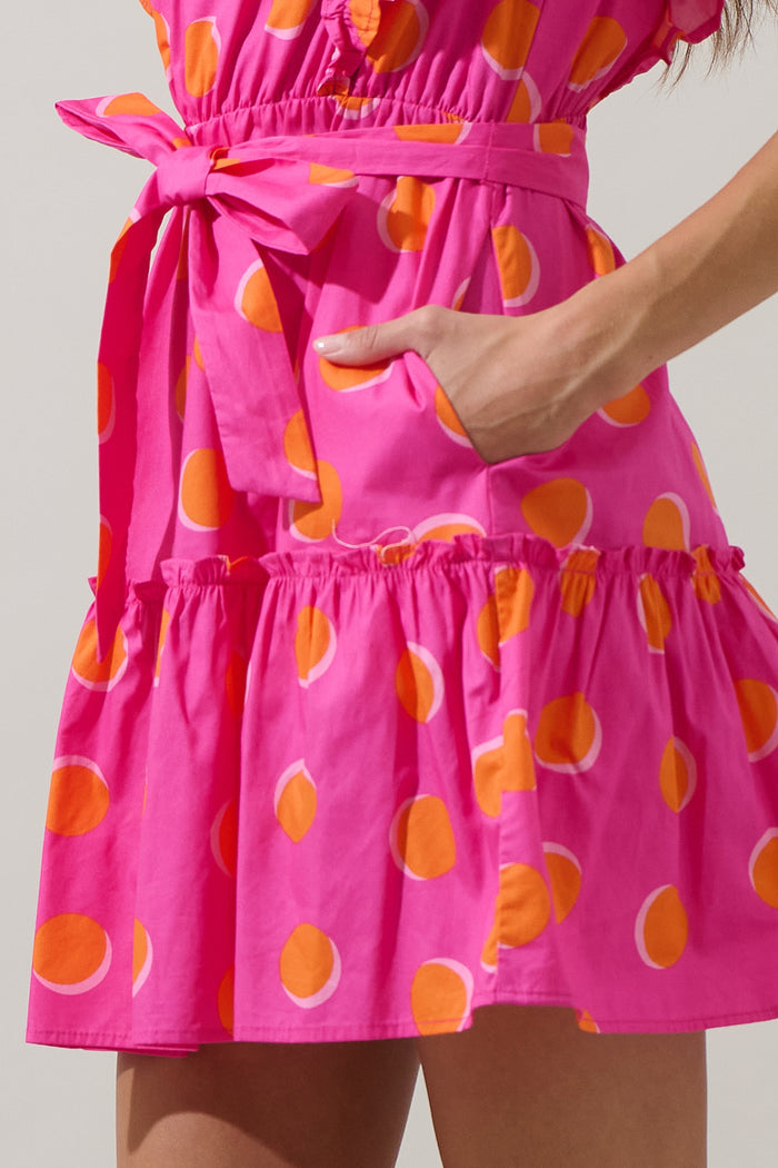 Rosy Polka Dot Ruffle Mini Dress