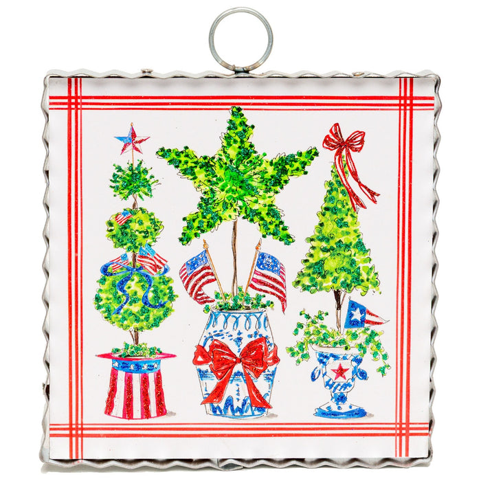 Round Top Print Mini Patriotic Boxwoods in Pots
