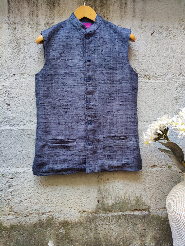 Sah A - Mutka grey linen bundi for men