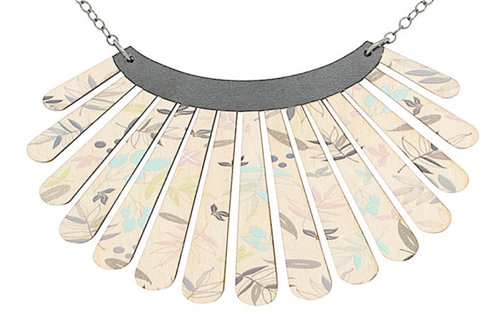 Seashell pendant necklace with spiral shell shape, laser-cut and made in USA