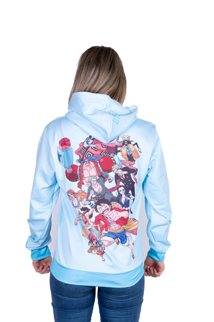Sweat capuche- One piece fishman straw hat crew turquoise