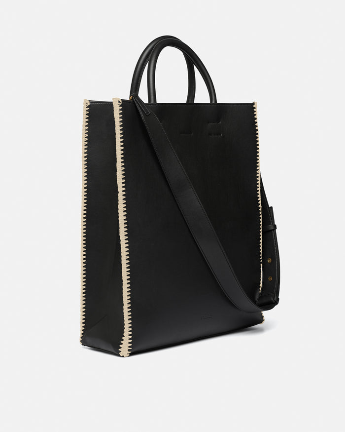 The Compass Tote - Crochet tote bag - Black/Creme