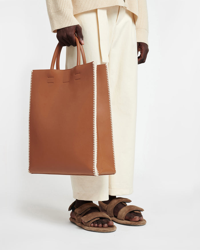 The Compass Tote - Crochet tote bag - Tan/Crème